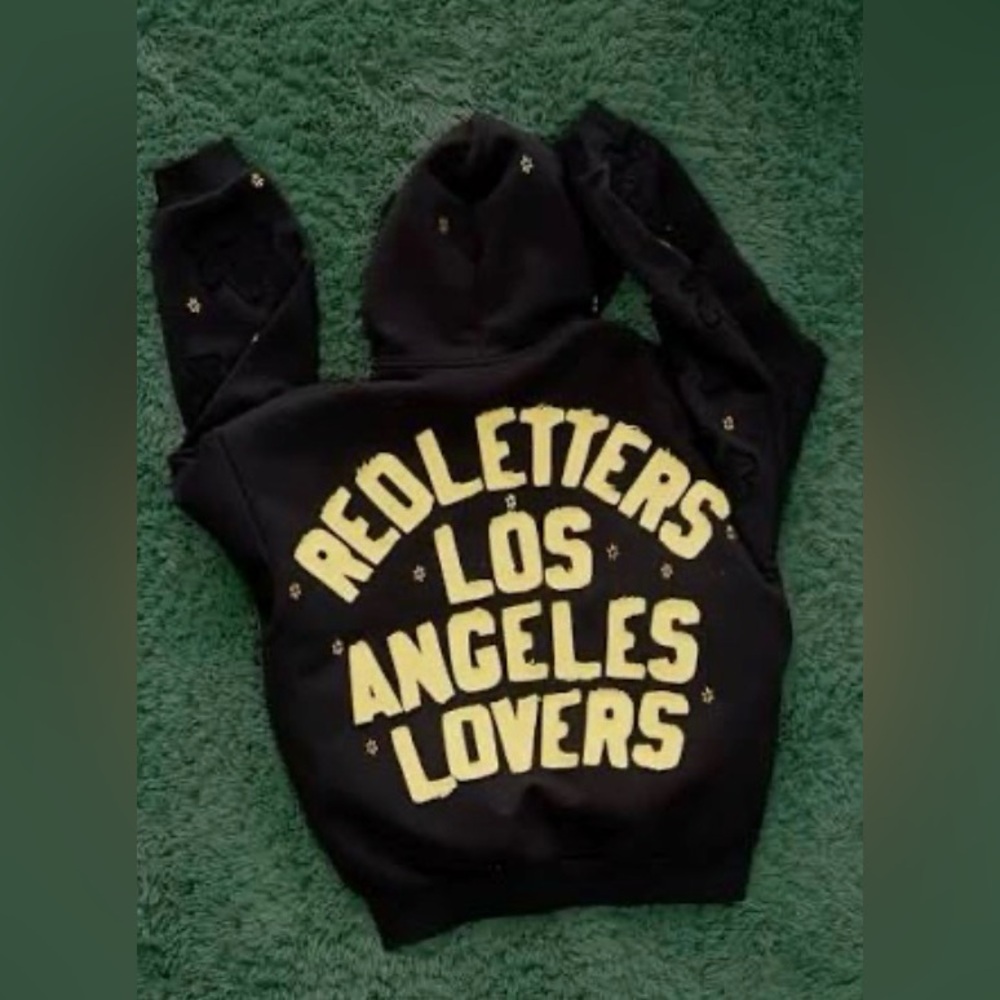 RARE Red Letters Hoodie Sweatshirt - Los Angeles Black & Yellow - Size L